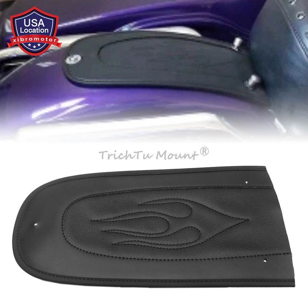 ya 7 6.11 Flame Stitch Black Leather Rear Fender Bib Solo for Seat for Harley Road King FLHRS