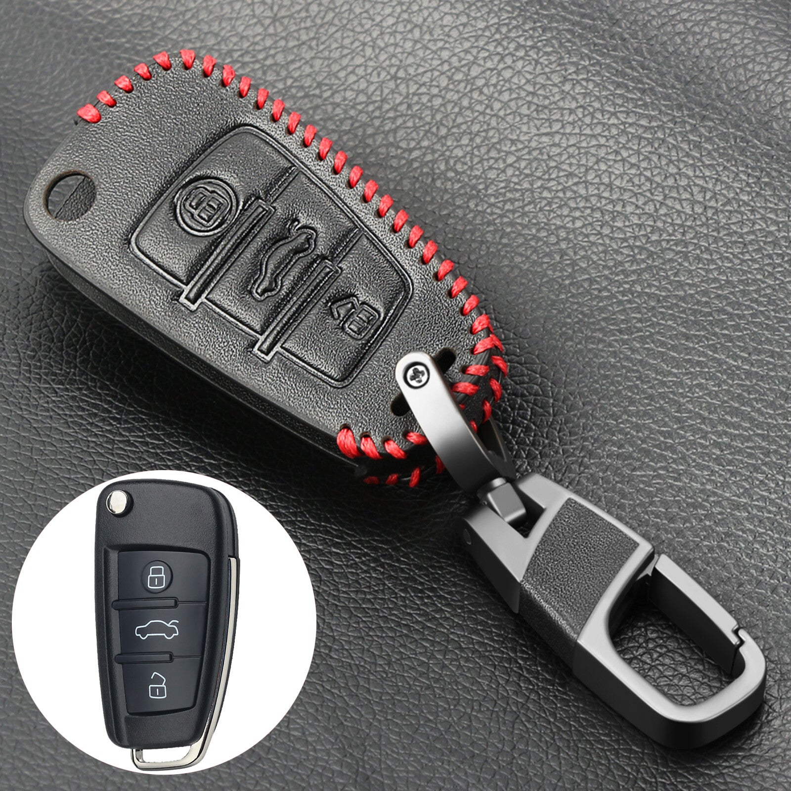 ya 5 8.7 Leather Remote Flip Key Fob Case Cover for Audi A1 A3 A4 A6 A7 A8 TT Q5 Q7 S3 S4