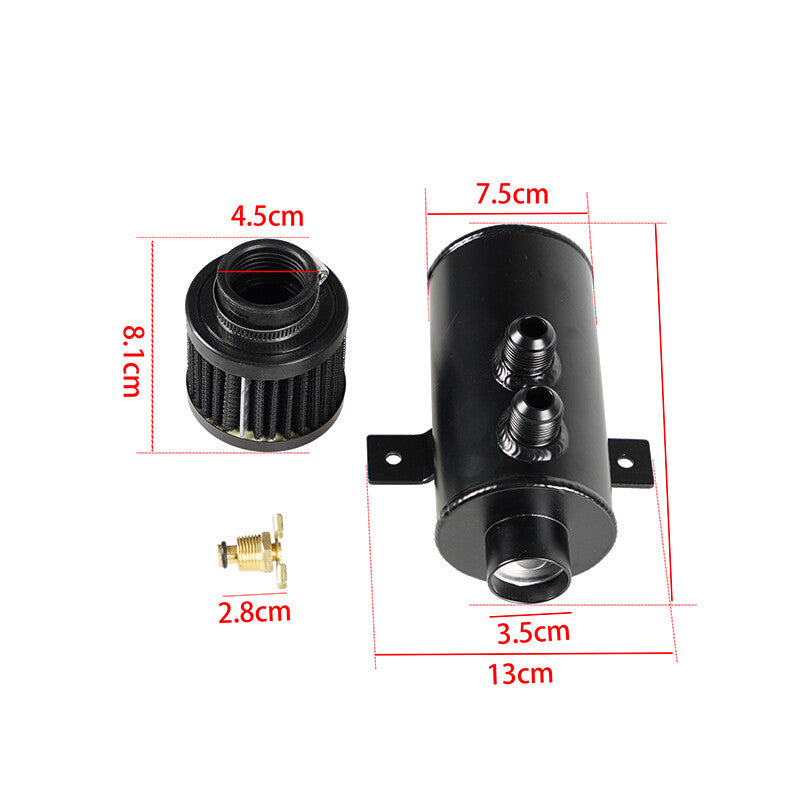 ya 1 8.5.3 10AN Oil Catch Can Reservoir Tank Breather Filter Baffled Kit Aluminum 10AN