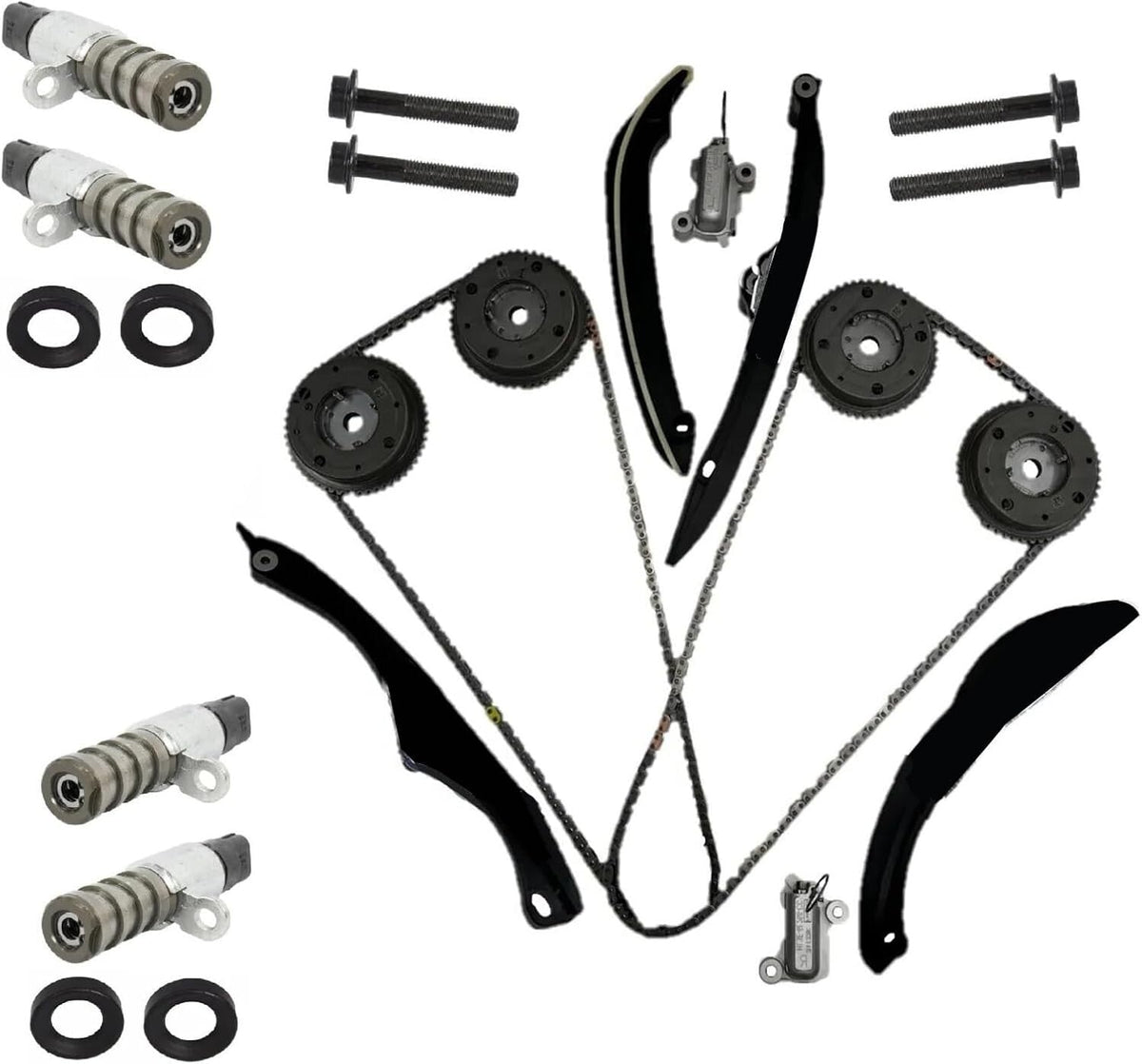 ya 11 10.28 For 2017-2024 F150 3.5L Chains Guides Tensioners Solenoids PHASERS KIT n
