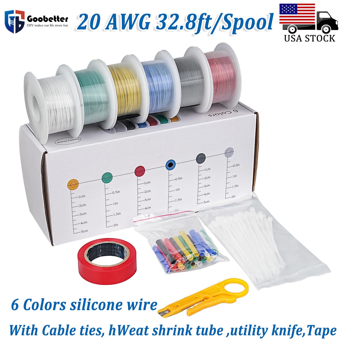 20 AWG Gauge Electric Wire Tinned Copper Flexible Silicone Rubber Wire 20 Gauge