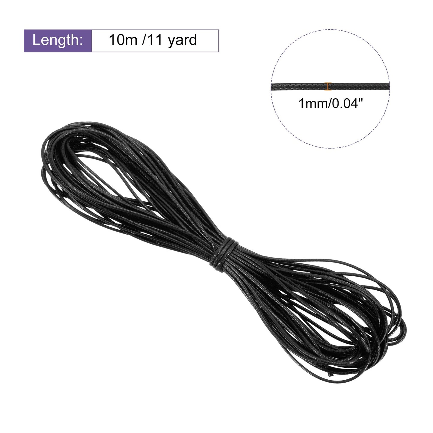 ya 5 8.7 Black 1mm Waxed Cord 11 Yard Wax Bead Thread String for Jewelry Make