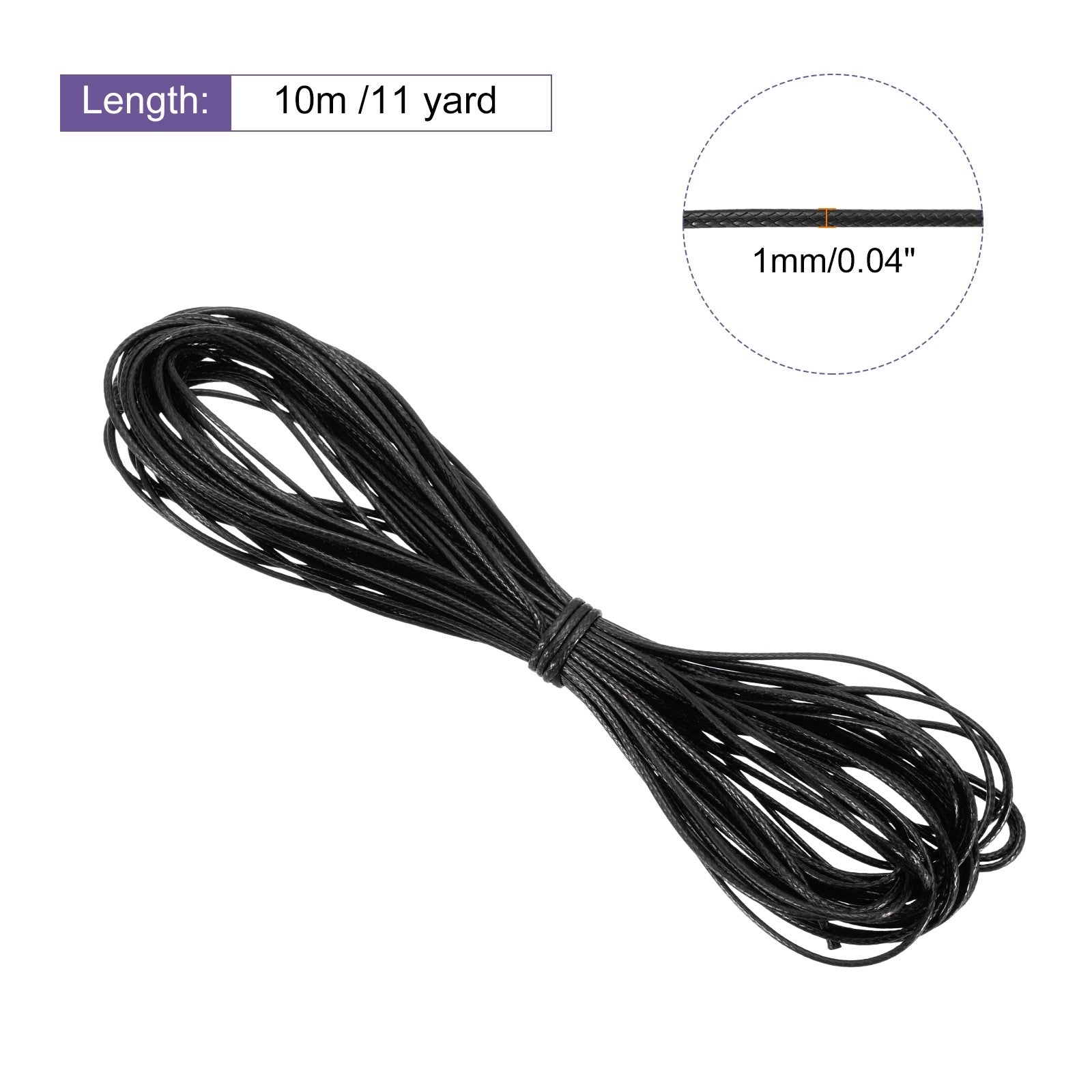 ya 5 8.7 Black 1mm Waxed Cord 11 Yard Wax Bead Thread String for Jewelry Make