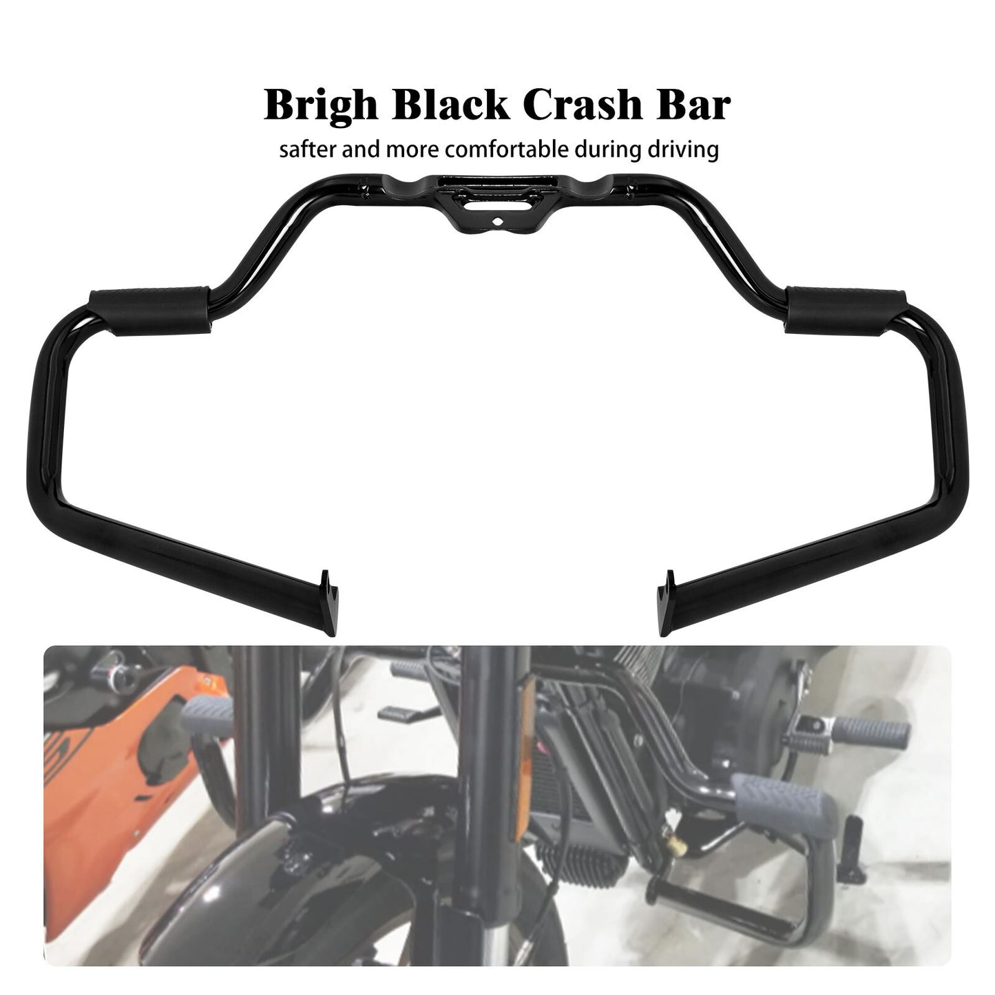 ya 27 7.20 Black Mustache Engine Guard Crash Bar for Harley Softail Breakout Fat Boy 18-24