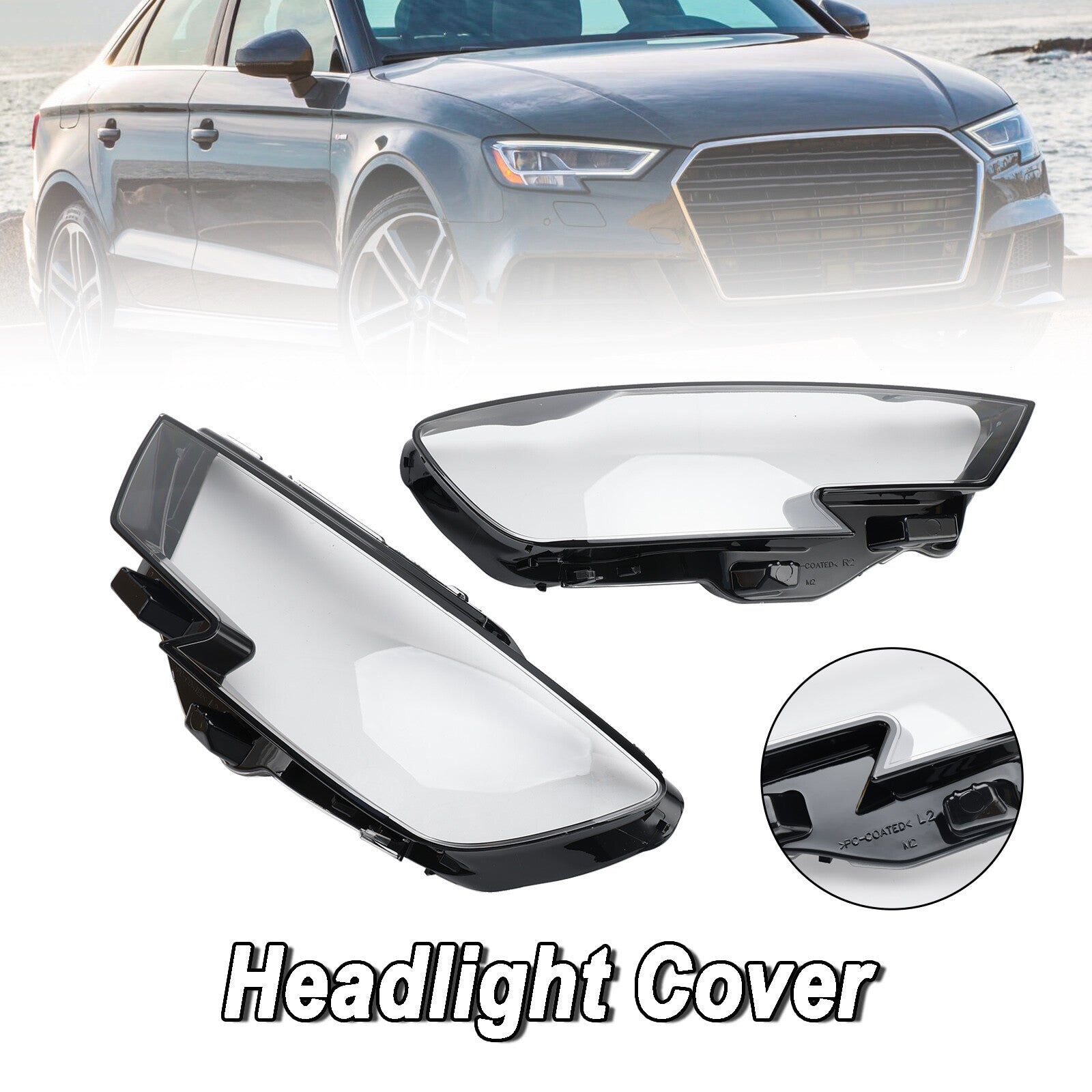 ya 1 8.5.1 Left +Right Headlight Lens Plastic Cover Shell 8V0941783 84 for Audi A3 17-20 P1