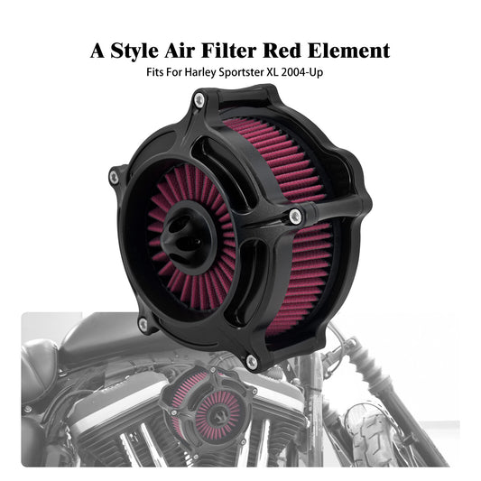 ya 8 5.26 Matt Black Spike Air Filter Red Intake for Harley Sportster 883 1200 48 72 04-22