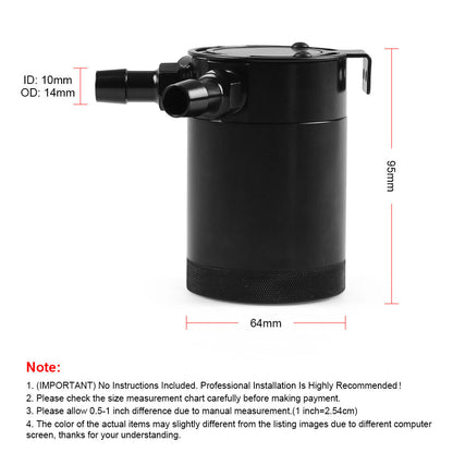 ya 1 8.12 baidi Universal 3 Port Oil Tank Reservoir Black 2 Inlet 1 Outlet 