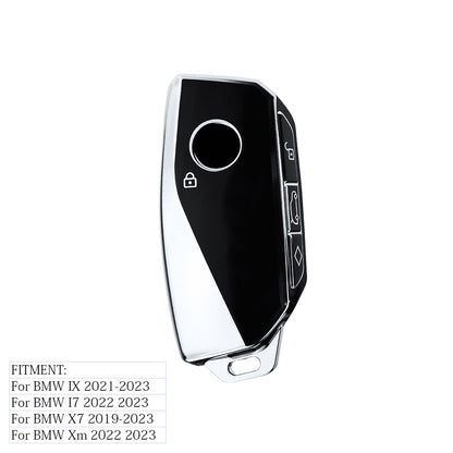ya 5 8.7 Car Remote Key Fob Case Cover Black Holder Leather for BMW Ix X7 I7 Xm