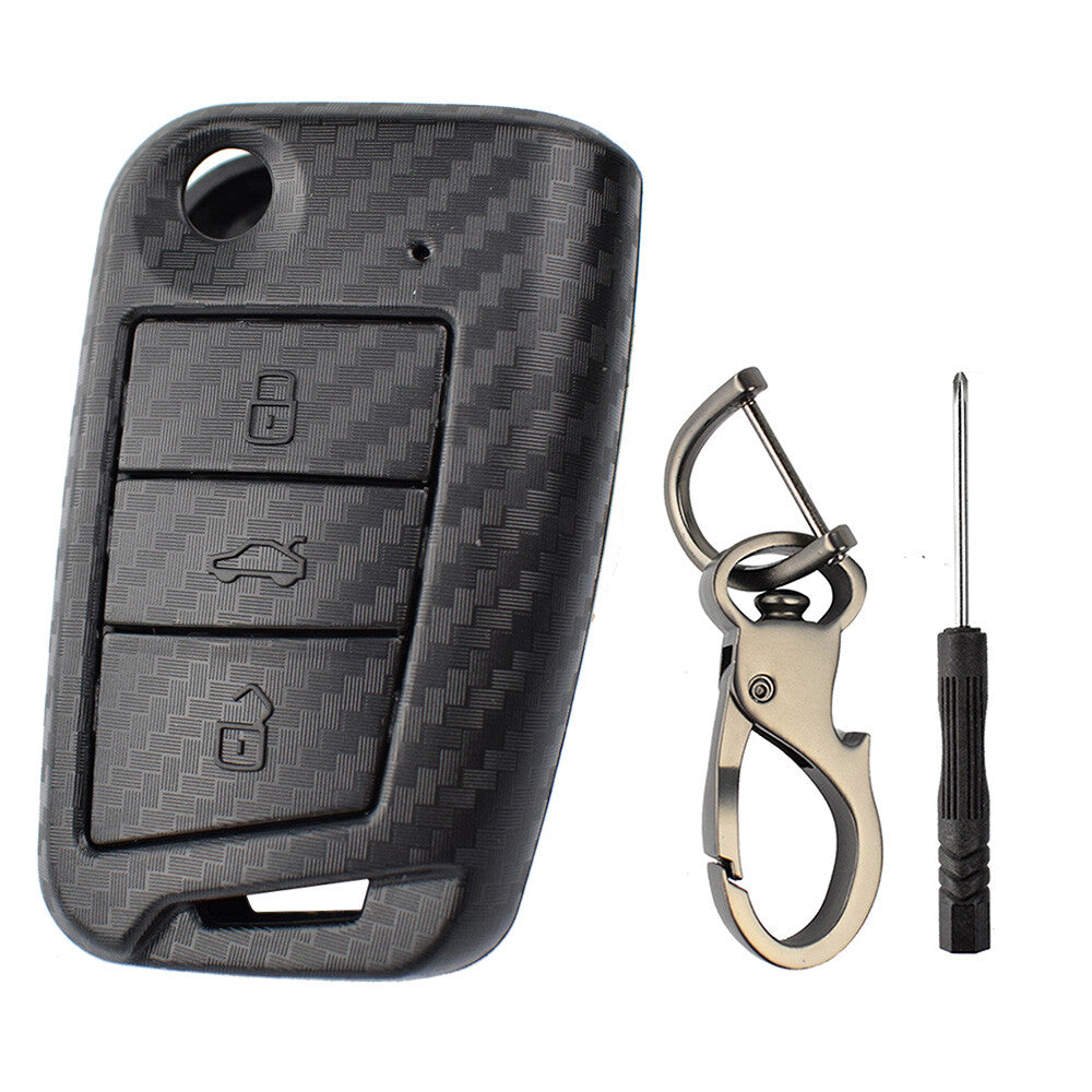 ya 5 8.7 Carbon Fiber Style Car Remote Key Shell Case for VW Polo for Golf 7 MK7 for Tiguan for Skoda