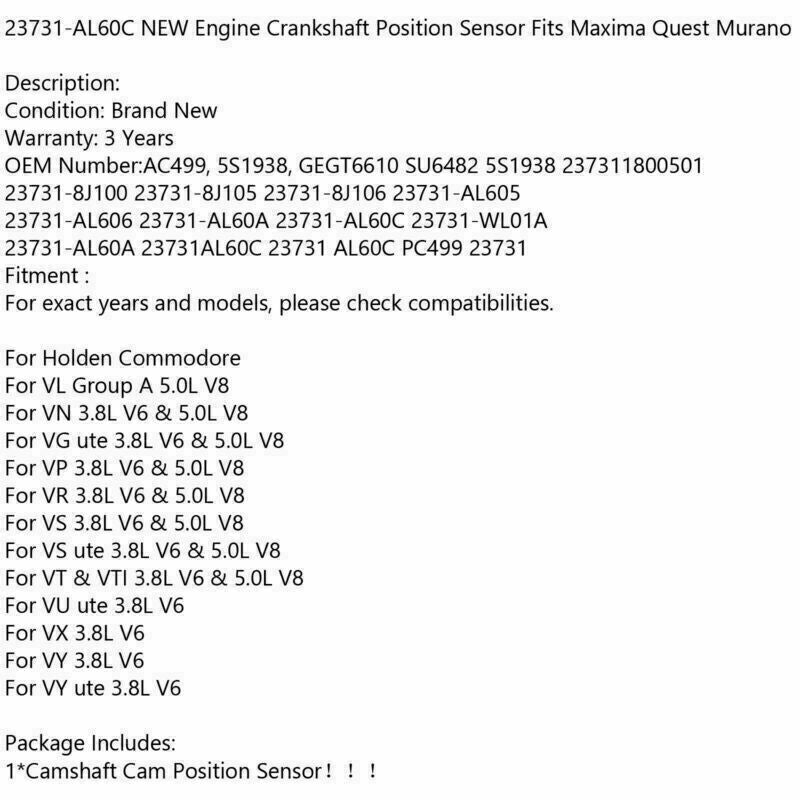 ya 1 8.12 baidi 23731-Al60C SG Engine Crankshaft Position Sensor For Maxima Quest Murano