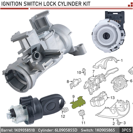 ya 8 5.27 1K0905851B for VW for Golf for Audi A3 Ignition Bareel Lock Cylinder Switch Set & Key
