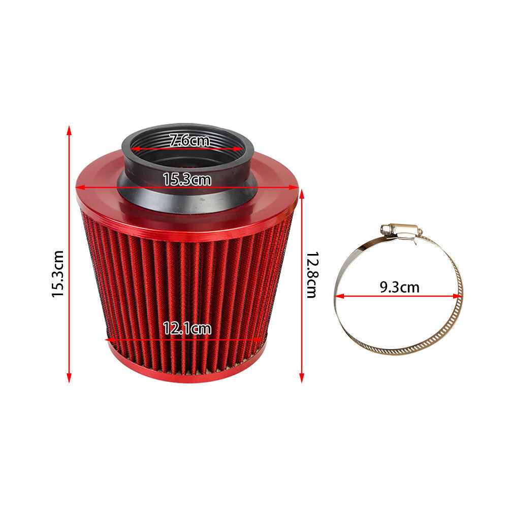 ya 12 5.22 1Pc 3 76mm Inlet Cold Air Intake Cone Replacement Quality Dry Air Filter Red