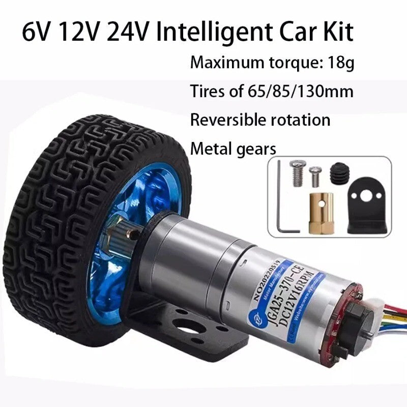GA25-371 Dc Gear Motor 12v Encoder Small Motor Tire Set Fixed Bracket Coupling