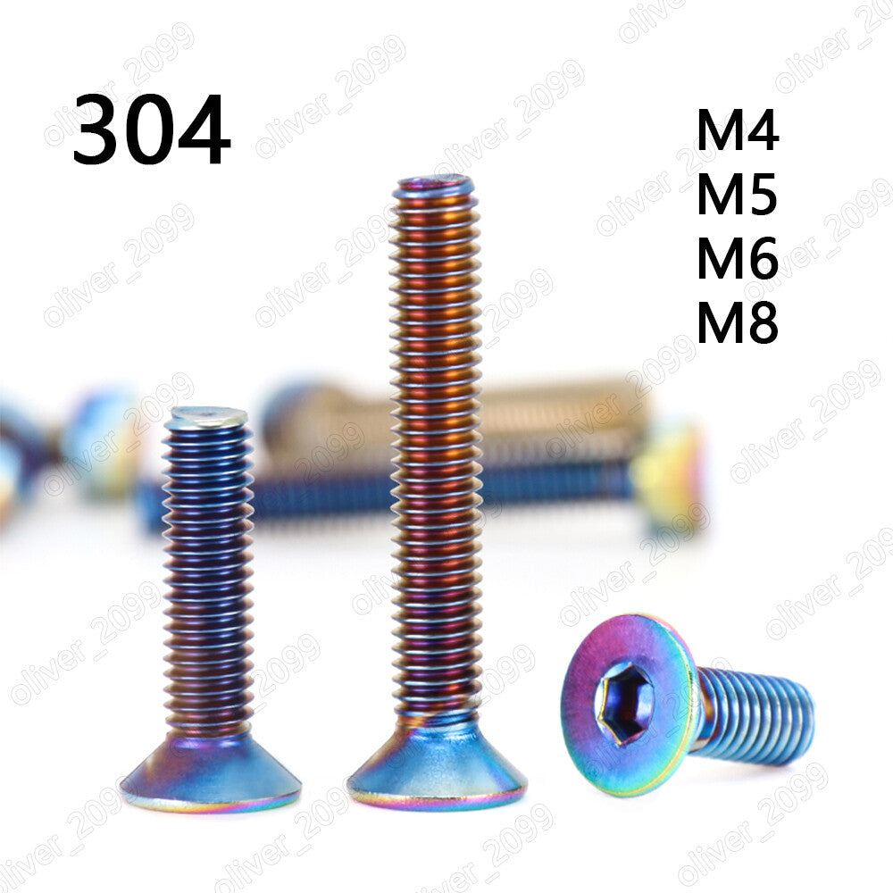 Colorful 304SS Hex Socket Countersunk Head Screws For Motorcycle Refitting M4-M8