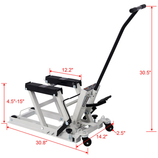 ya 1 6.30 New Hydraulic Motorcycle Lift Jack 1500 lbs for ATV Utv Dirt Bike Stand with Tie