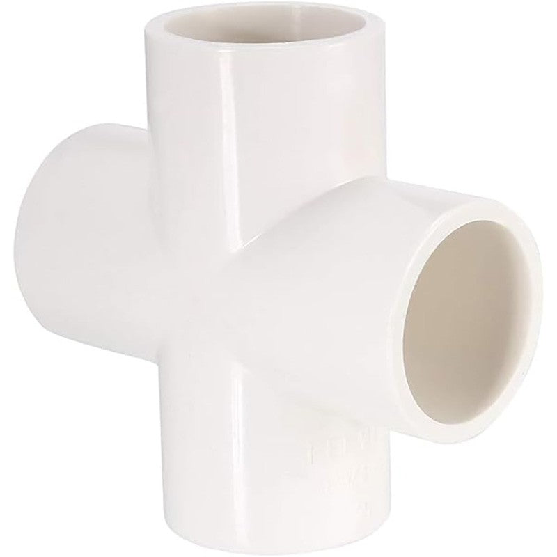 PVC Pipe Fitting 4-Way Cross Connector Water Supply Plumbing Adapter White