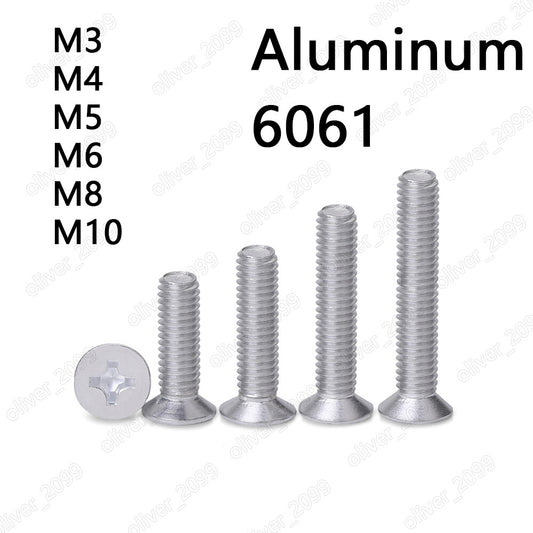 Aluminum 6061 Phillips Cross Countersunk Flat Head Screws M3 M4 M5 M6 M8 M10