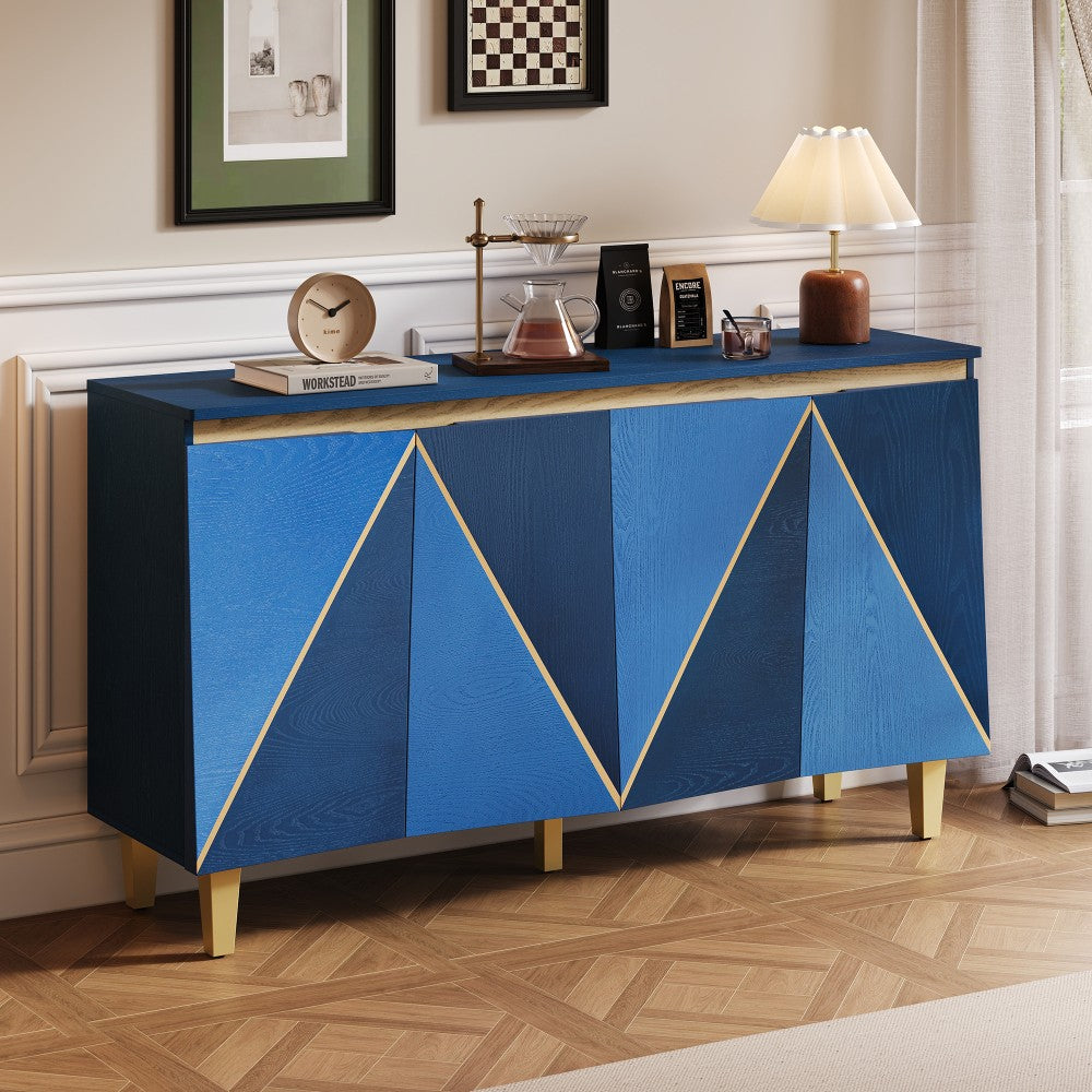 ya 28 60 Buffet Retro - 4-Door Vintage Sideboard,Dimensional Doors,Adjustable Shelves