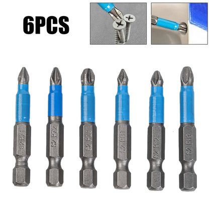 ya 26 6 X Anti Slip Electric Screwdriver Bits Hex Shank PH 50mm Single Side Tool Set