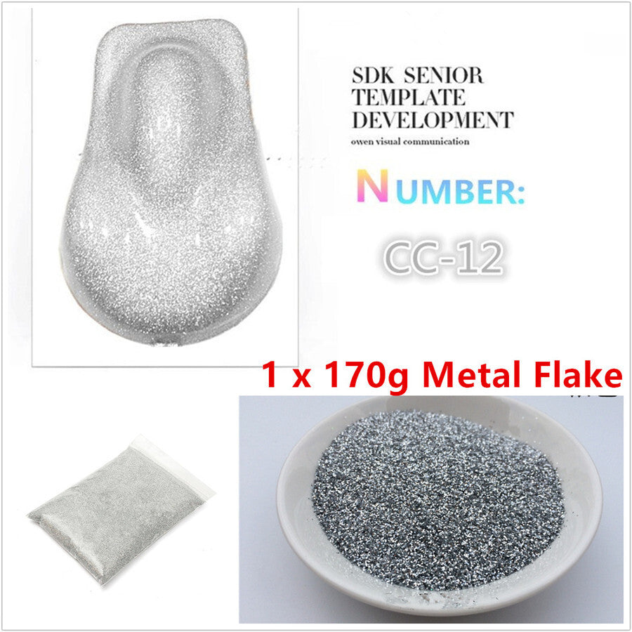 ya 5 8.7 PET Silver Metal Flake Car Paint Powder Additive 6oz / 177ml 170g 0.4mm/0.016