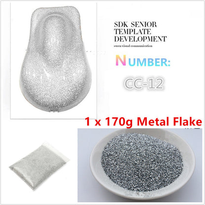 ya 5 8.7 PET Silver Metal Flake Car Paint Powder Additive 6oz / 177ml 170g 0.4mm/0.016