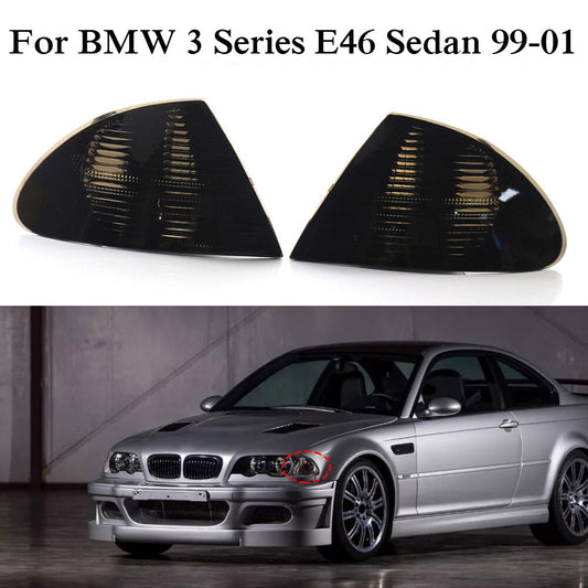 ya 3 6.25.3 2X Smoked Corner Light Turn Signal Lights for BMW 3 Series E46 Sedan 1999-2001
