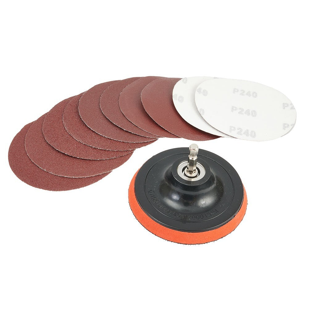 ya 14 10X 4inch Sanding Discs 100mm Hook Loop Sandpaper With Backing Pad M10 Set AU