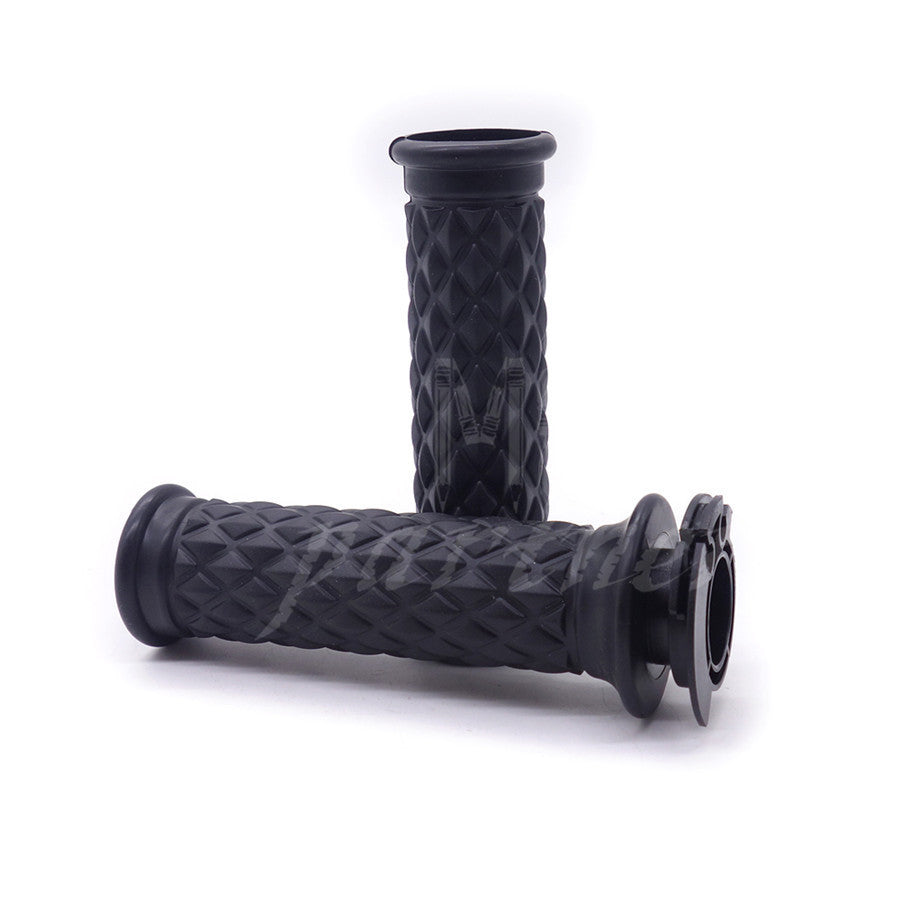 ya 5 8.7 7/8 Black Motorcycle Hand Grip Throttle Handlebar Open Bar End Chopper Bobber