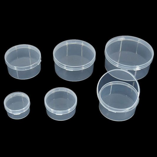 Clear Round Lid Plastic Boxes, Compact Jewelry & Bead Organizers