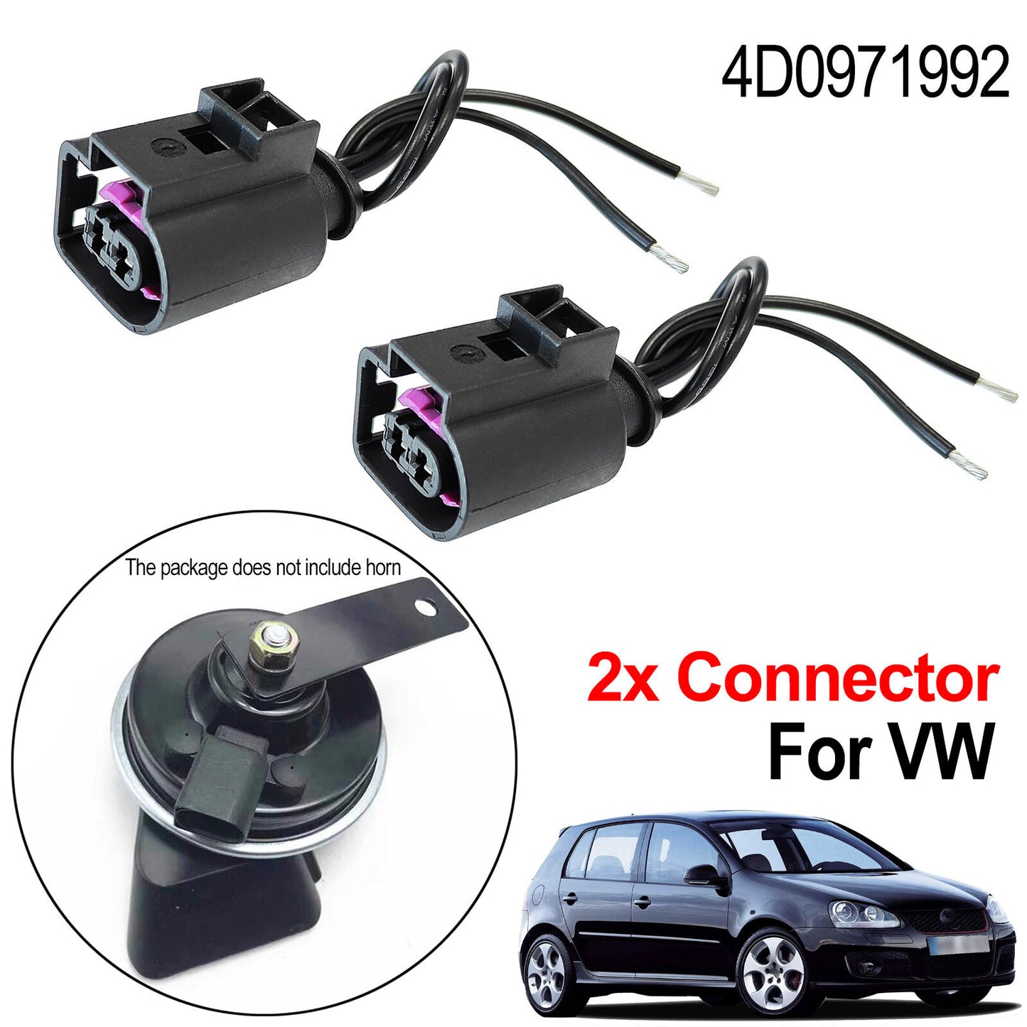 ya 10 5.28.2 2x Electrical Horn Connector 2p Plug for VW for Golf for JETTA for Passat for Tiguan Touareg EOS