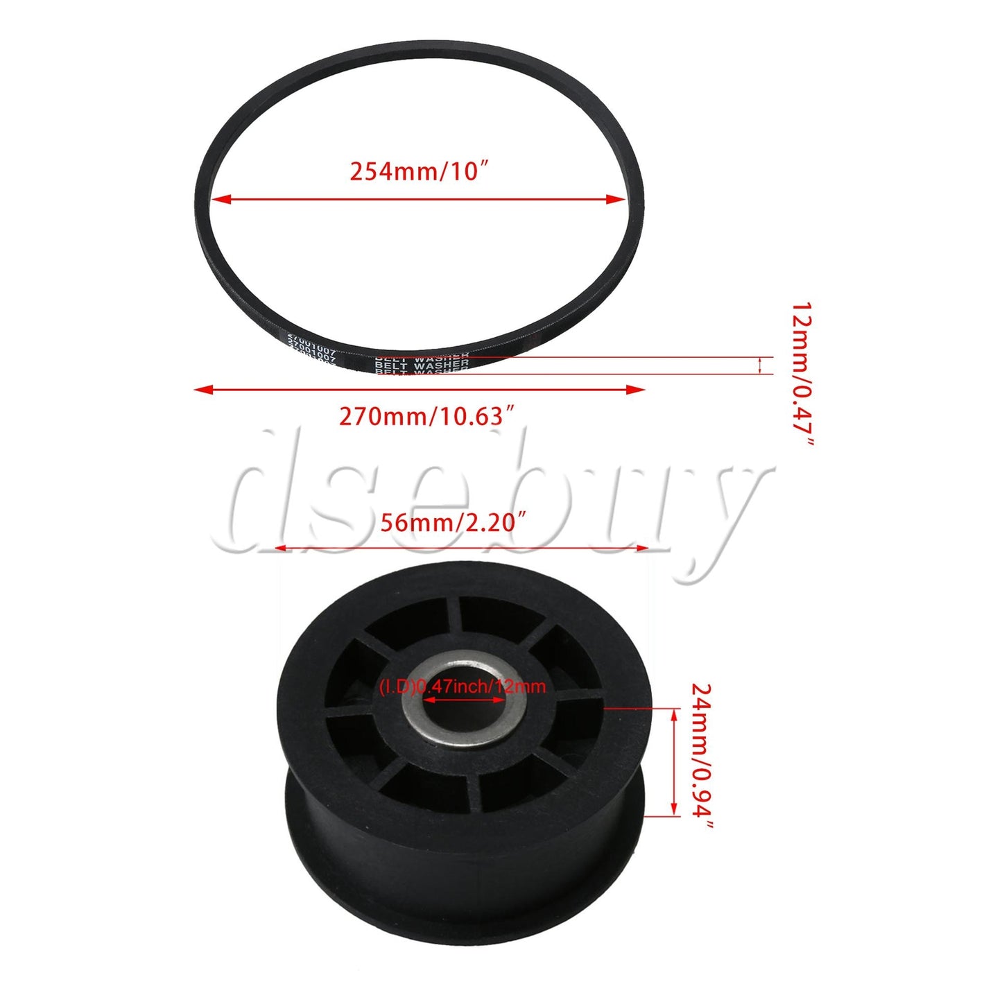 ya 26 2Pieces Washer Drive Belt w/ 38225 Idler Pulley Wheel Replacement for Ama 