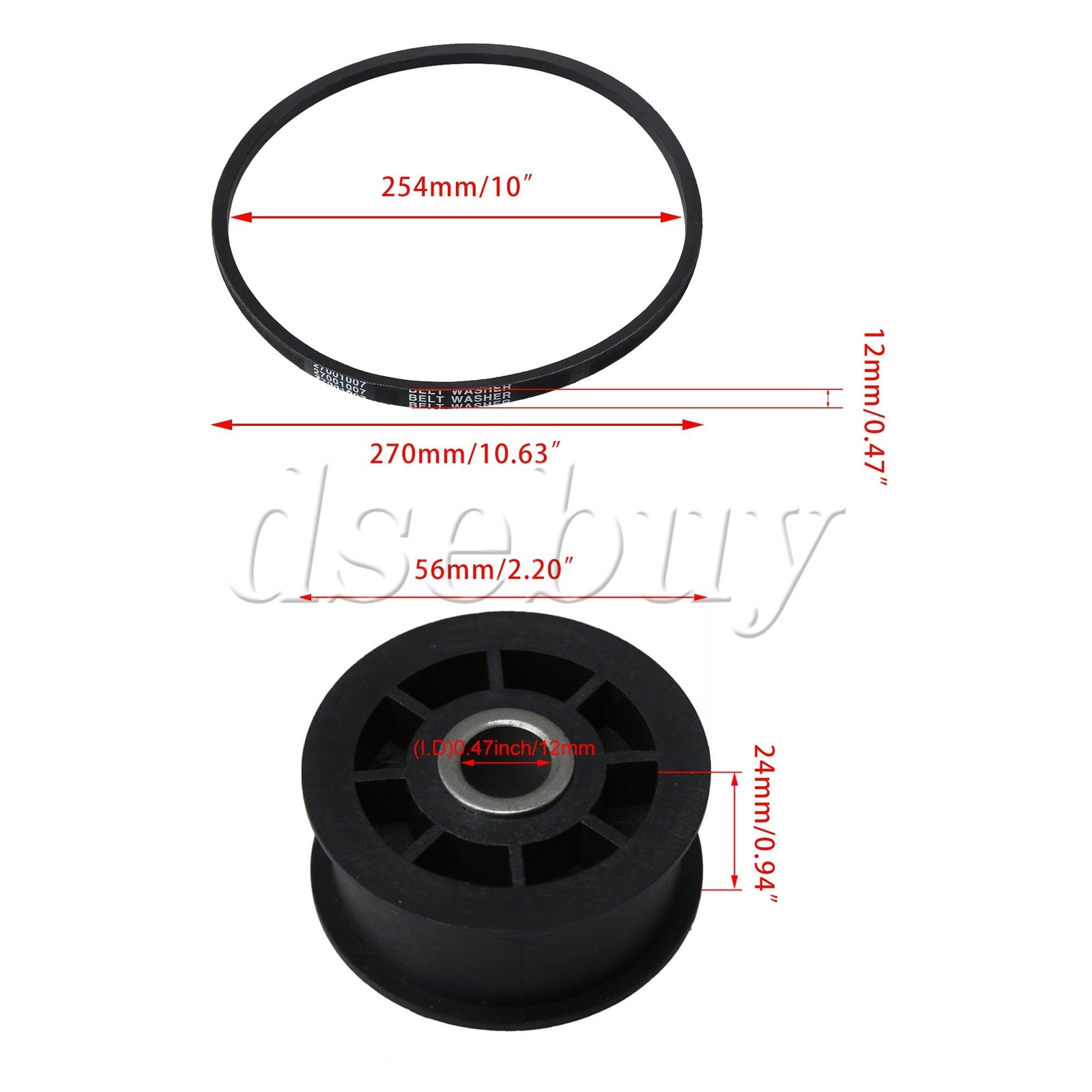 ya 26 2Pieces Washer Drive Belt w/ 38225 Idler Pulley Wheel Replacement for Ama 