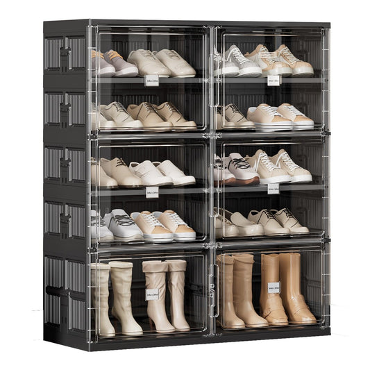 ya 28 5 Tiers 20 Pairs Black Heavy Duty Shoe Storage And Organizer Box Shoe Rack