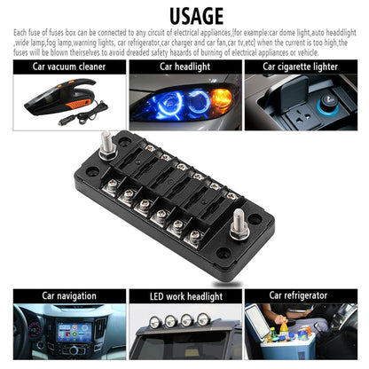 ya 5 8.7 Plastic Fuse Box 6 Ways Fuse Holder with 12pcs for Auto Boat RV Yacht