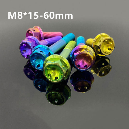 M8 Titanium Drilled Hex Head Flange Bolt 15 20 25 30 35 40 45 50 55 60mm