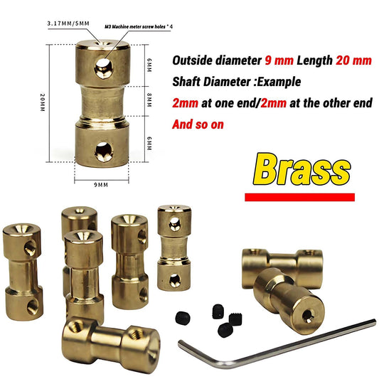 Brass Flexible Shaft Coupler Rigid Coupling Motor Connector CNC for RC Car Boat