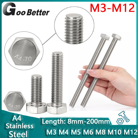 M3 M4 M5 M6-M12 Hexagon Head Fully Threaded Set Screws A4 Stainless Steel Bolts
