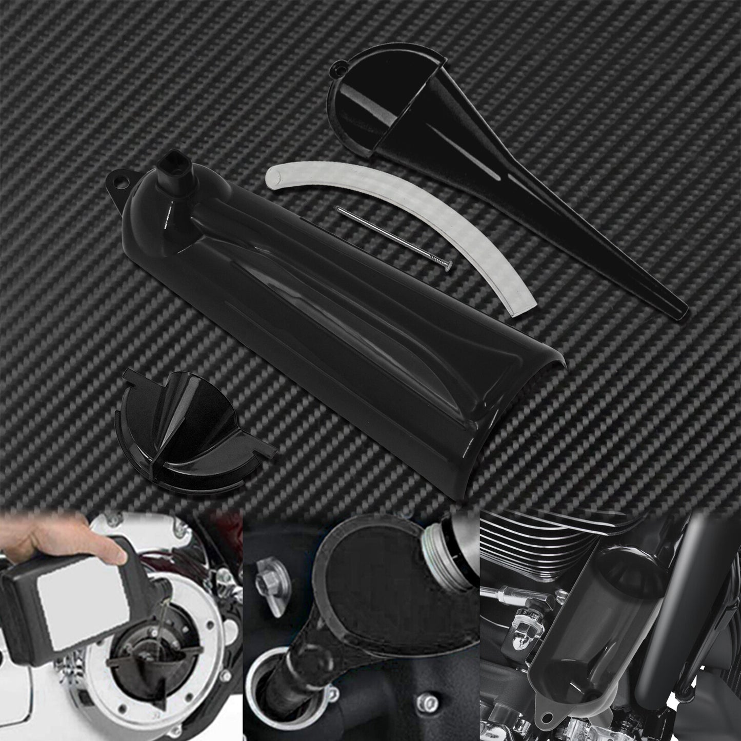 ya 1 6.30 Primary Case + 9'' Car Neck Transmission Crankcase Fill Oil Funnel Set Black