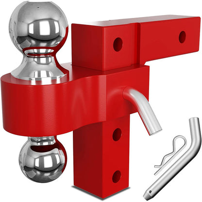 ya 5 8.7 Red Double Ball 6 Inch Drop Adjustable Trailer Hook Fits 2 Inch Receiver
