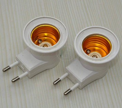 ya 14 2x EU E27 Screw Socket Plug With Switch Bulb Bed Lamp Base Holder Plug Adapter