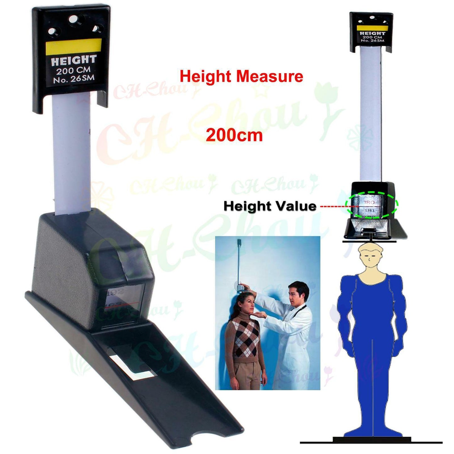 ya 14 200cm Easy Read Wall Mounted Height Meter Stadiometers Baby Growth Tape Ruler
