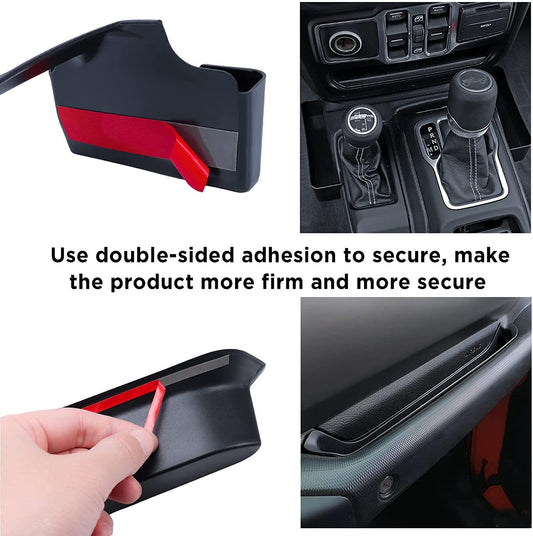 ya 4 6.21 3-Pack Interior Organizer Shifter Storage Box for Jeep for Wrangler JL JT 2018-2023