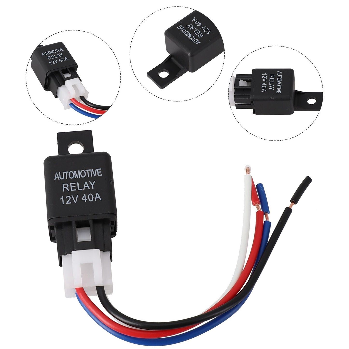 ya 5 8.7 1* Car Automotive Van Boat Bike 4 Pin SPST Relay With Cable 12V 40A New