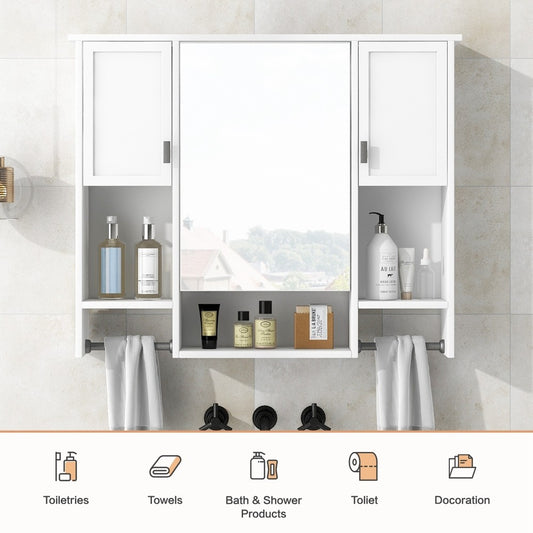 ya 28 Wall Mounted Bathroom White Storage Cabinet, Medicine Cabinet with Mirror