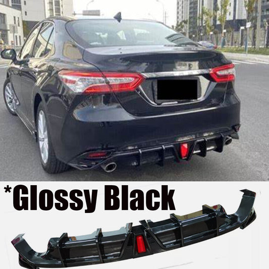 ya 10 10.28 REAR BUMPER DIFFUSER W/ LED LIGHT GLOSSY BLACK FOR 2018-2023 for CAMRY LE X
