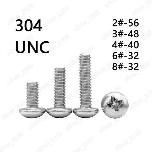 304 Stainless Steel Phillips Cross Pan Head Screws Machine Screws 2# 3# 4# 6# 8#