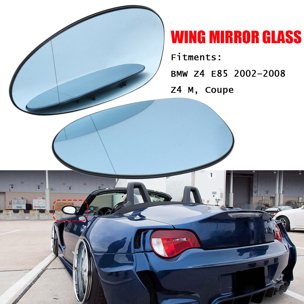 ya 3 6.25.2 Pair Left+Right Blue Heated Wing Mirror Glass for BMW Z4 E85 2002¨C08 Z4 M Coupe