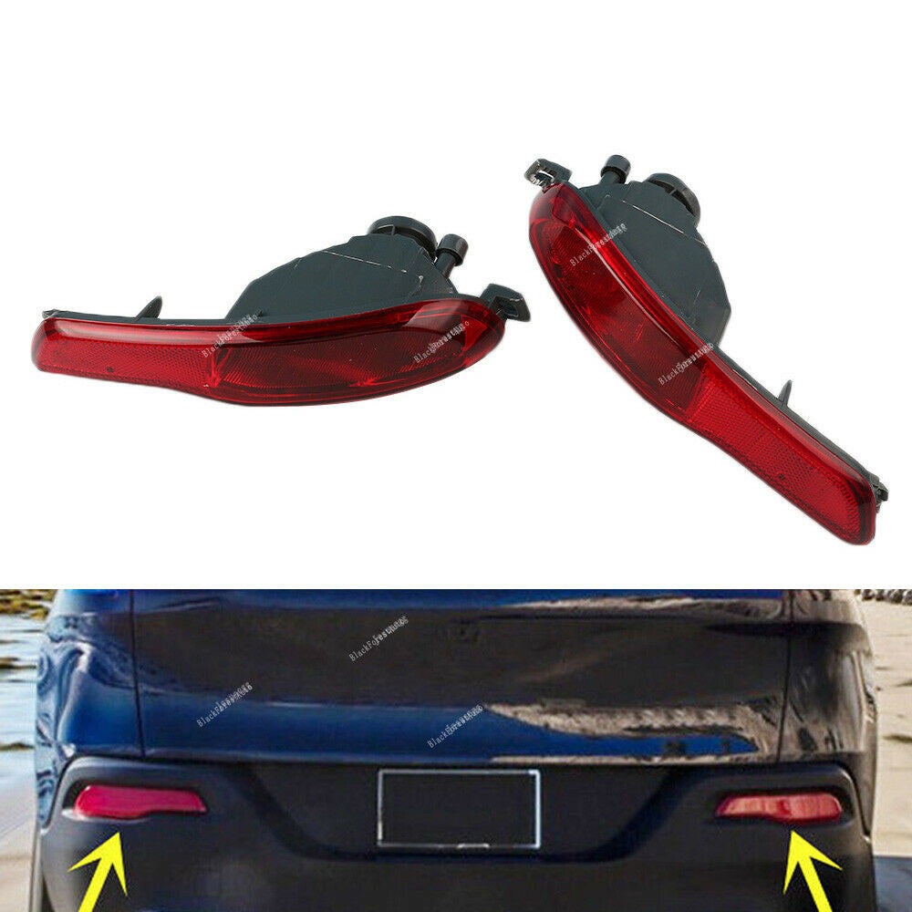 ya 27 6.21 RH&LH Rear Bumper Brake Fog Light Reflector Lamp Cover for Jeep Cherokee 2014-18