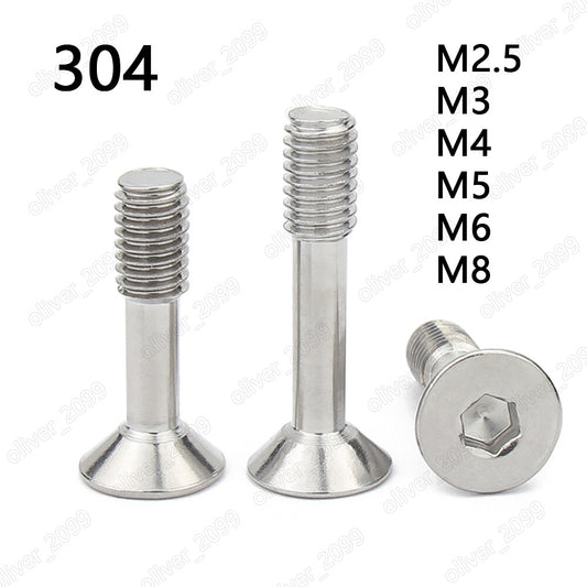 304 Stainless Steel Hex Socket Countersunk Head Screw With Waisted Shank M2.5-M8