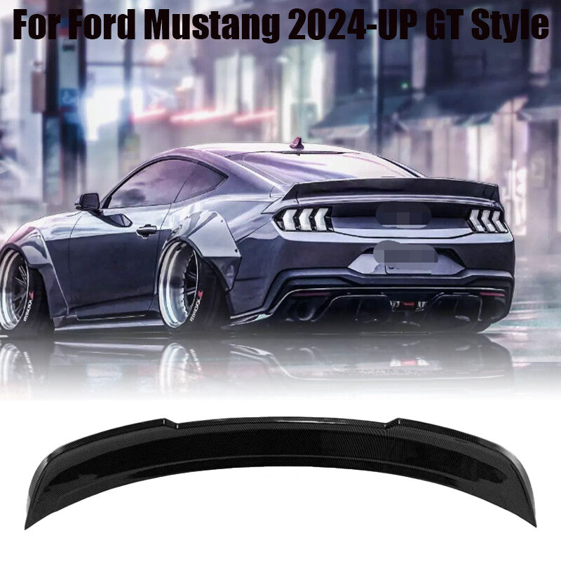 ya 10 10.28 for Mustang 2024-UP GT Style Carbon Fiber Black Rear Spoiler Wing Trunk Lip